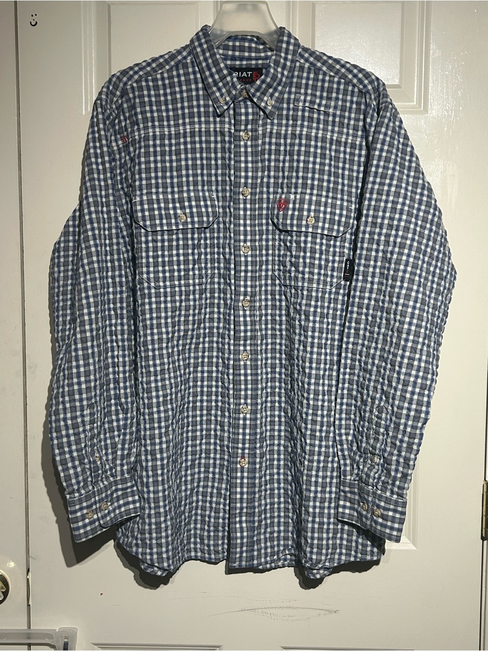 Ariat Men's Blue and White Plaid Button-Down Shirt